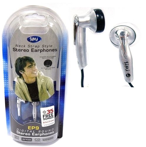 Stereo Earphones in Silver/Black Color Case Pack 100