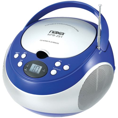 NAXA NPB251BL Portable CD Player with AM/FM Radio (Blue)