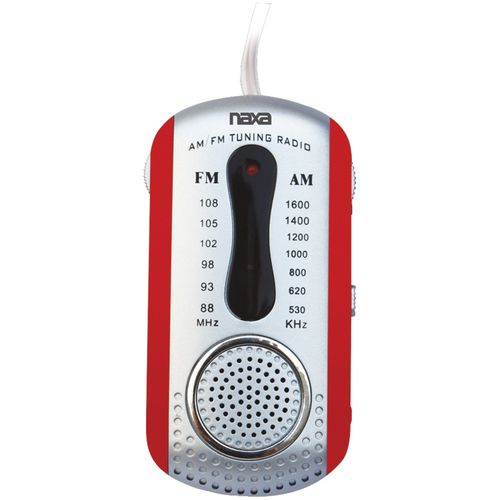 NAXA NR721RD AM/FM Mini Pocket Radio with Speaker (Red)