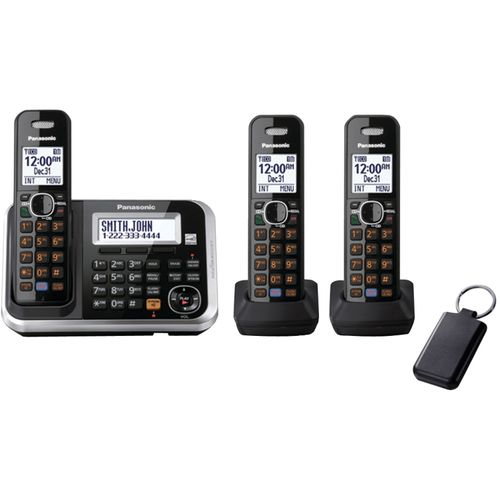 PANASONIC KX-TG6873B DECT 6.0 Plus Expandable Digital Cordless Answering System with 3 Handsets & Key Detector
