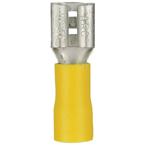 INSTALL BAY YVFD250 Non-Insulated Female Quick Disconnect, 100 pk (Yellow; 12 - 10 gauge; .250)
