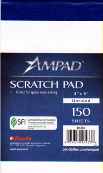 AMPAD Scratch Pad - 3"" x 5"" 150 sheets Case Pack 12