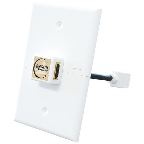 MIDLITE A360HDMI-WH HDMI(R) Custom 360 Right-Angle Adapter & Wall Plate Kit