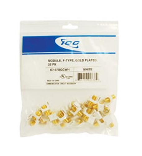 MODULE, F-TYPE, GOLD PLATED, 25 PK WHITE