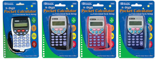 8-Digit Pocket Size Calculator with Neck String Case Pack 36