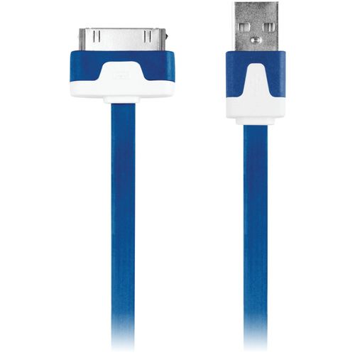 IESSENTIALS IPL-FDC-BL 30-Pin Charge/Sync Flat Cable, 3.3ft (Blue)