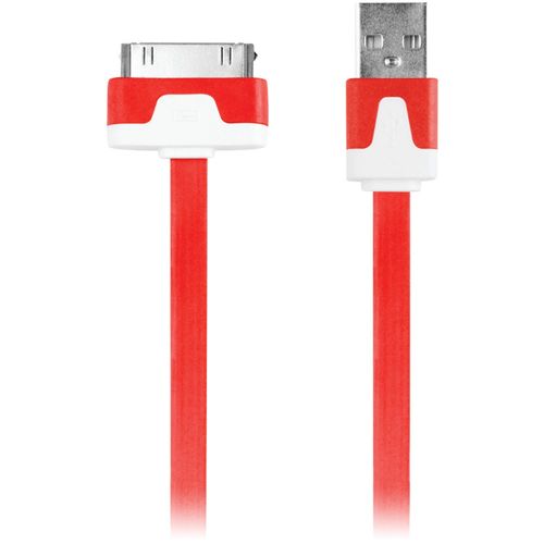 IESSENTIALS IPL-FDC-RD 30-Pin Charge/Sync Flat Cable, 3.3ft (Red)