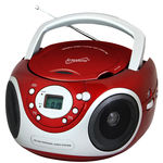 Supersonic Portable Audio System CD Player with AUX Input and AM/FM Radio- Red