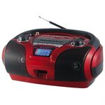 Quantum FX Portable AM/FM/SW1-2 Radio with USB/SD Built-in Rechargeable Battery- Red