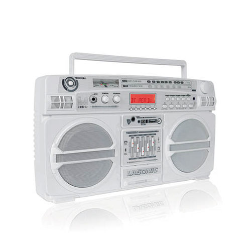 Lasonic High Performance Ghetto Blaster Music System with Bluetooth- Pure White