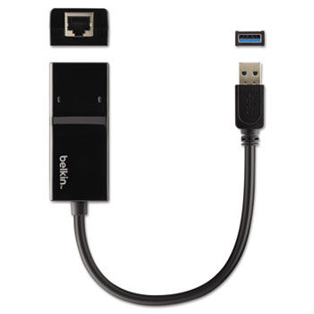 Adapter, USB 3.0 to Gigabit Ethernet, Black