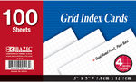 100 Ct. 3"" x 5"" Quad Ruled 4-1"" White Index Card Case Pack 36
