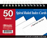 50 ct. Spiral Bound 3"" x 5"" Ruled White Index Card Case Pack 36