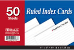 50 Ct. 4"" X 6"" Ruled White Index Card Case Pack 36
