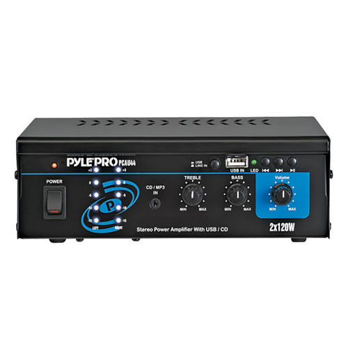 Pyle Mini 2x120 Watt Stereo Power Amplifier w/ USB &amp; CD Input