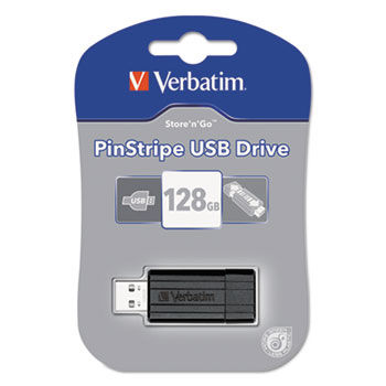 PinStripe USB Drive 2.0, 128GB, Black