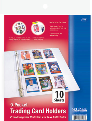 Top Loading 9-Pockets Sports Card Holder (10/Pack) Case Pack 24