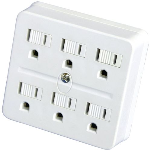 DURACELL DU6247 6-Outlet Current Tap Grounded Surge Protector with Slide Safety Covers (White)