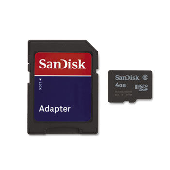 microSDHC Memory Card with Adapter, Class 4, 4GB