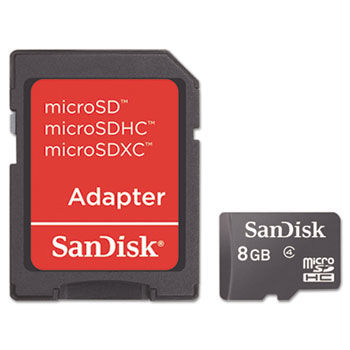 microSDHC Memory Card with Adapter, Class 4, 8GB