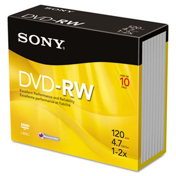 DVD-RW Discs, 4.7GB, 2x, 10/Pack