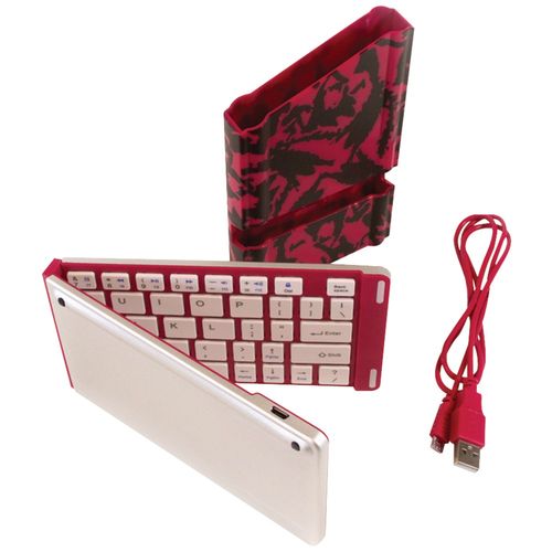 IWERKZ 44652PI Universal Foldable Bluetooth Keyboard (Pink Ikat)