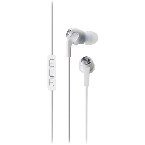 AUDIO TECHNICA ATH-CK323IWH Cellular Phone Headphones with Microphone (White)