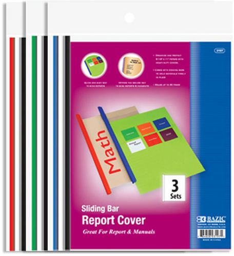 Clear Front Report Covers with Sliding Bar (3/Pack) Case Pack 144