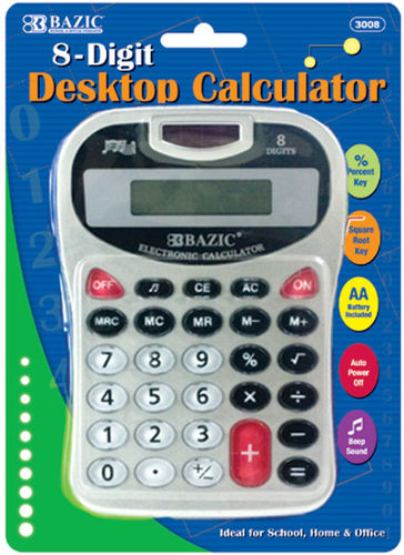8-Digit Silver Desktop Calculator with Tone Case Pack 48