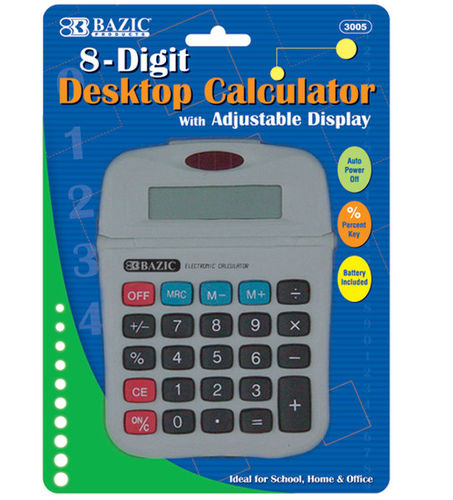 8-Digit Calculator with Adjustable Display Case Pack 72