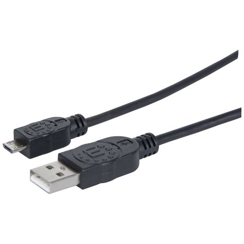 MANHATTAN 393874 A Male-to-Micro-B-Male Hi-Speed USB 2.0 Cable, 3ft