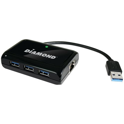 DIAMOND GEAR USB303HE 3-Port USB 3.0 Hub with 1G Ethernet Port