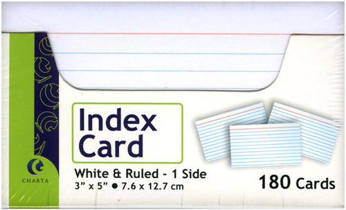 180 Ct. 3"" X 5"" Ruled White Index Card W/ Tray Case Pack 36
