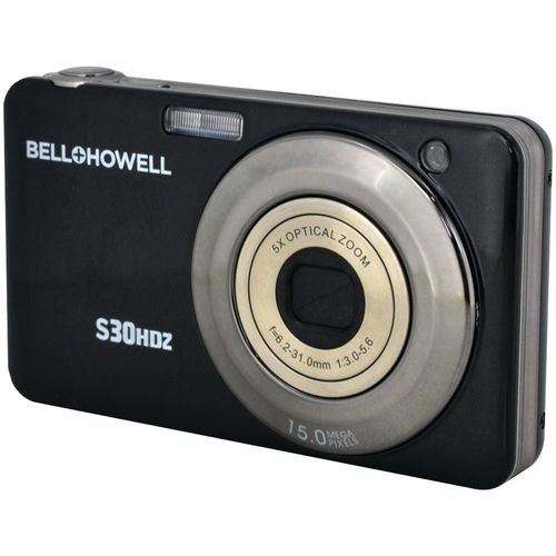 BELL+HOWELL S30HDZ-BK 15.0 Megapixel S30HDZ Slim Digital Camera with 5x Optical Zoom (Black)