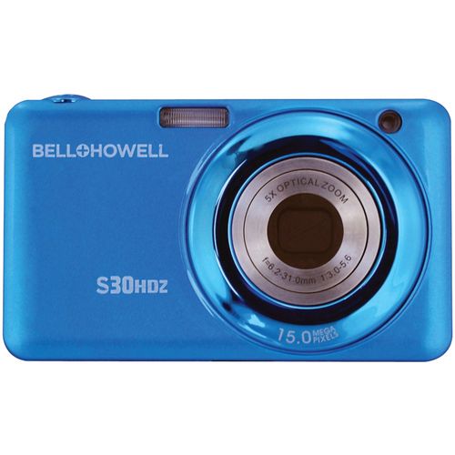 BELL+HOWELL S30HDZ-BL 15.0 Megapixel S30HDZ Slim Digital Camera with 5x Optical Zoom (Blue)