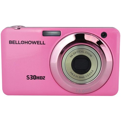 BELL+HOWELL S30HDZ-PK 15.0 Megapixel S30HDZ Slim Digital Camera with 5x Optical Zoom (Pink)