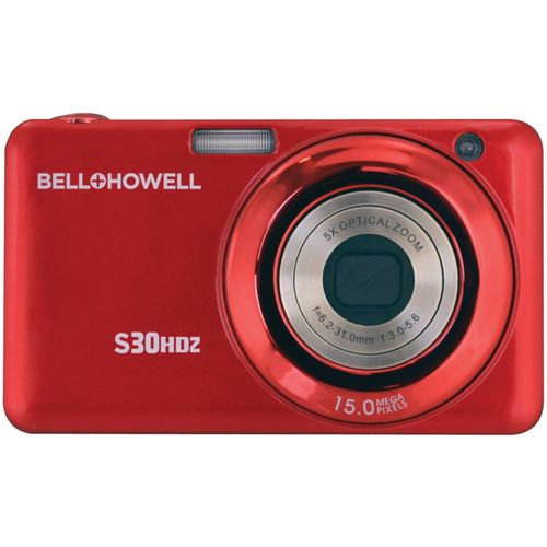 BELL+HOWELL S30HDZ-R 15.0 Megapixel S30HDZ Slim Digital Camera with 5x Optical Zoom (Red)