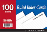 100 ct. 4"" x 6"" Ruled White Index Card Case Pack 24