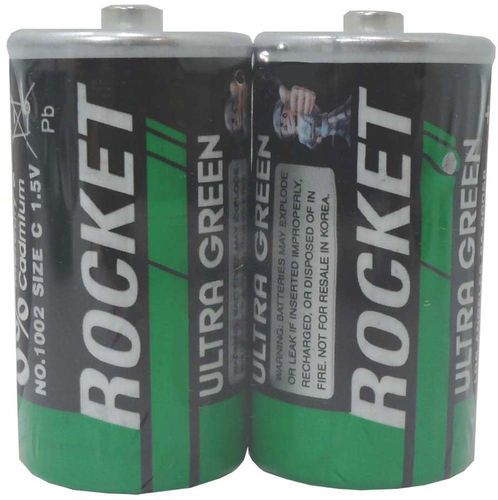 HEAVY DUTY- ROCKET BRAND- 2 Pcs OF C CELL BATTERIES :  ( Pack of  192 Sets )