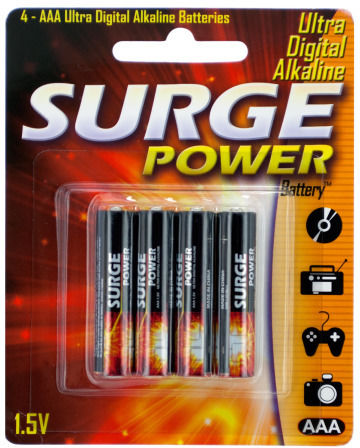 4-Pack ""AAA"" Surge Power Batteries Case Pack 12