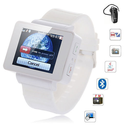 i5 1.75 inch Java FM Single Card Touch Screen Watch Cell Phone White