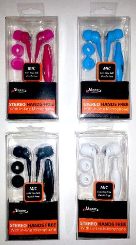 In-Ear Stereo Hands Free Earphone w/Microphone Case Pack 24