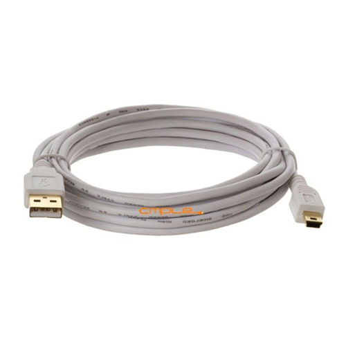 Cmple High Speed USB 2.0 Male A to Mini B 5 Pin Gold Plated Cable 10FT White