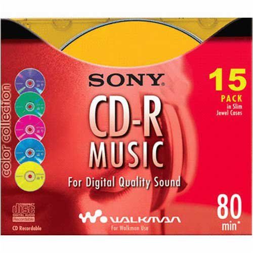 Disc CD-R 80 min branded Music Color 15/pk Slim Jewel