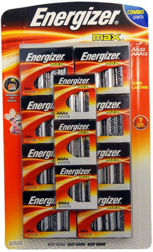 Energizer Max 32 AA & 12 AAA Batteries Combo Pack