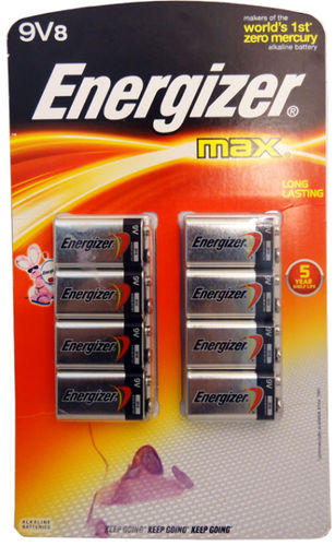 Energizer Max 9 Volt Batteries 8 Pack Case Pack 2
