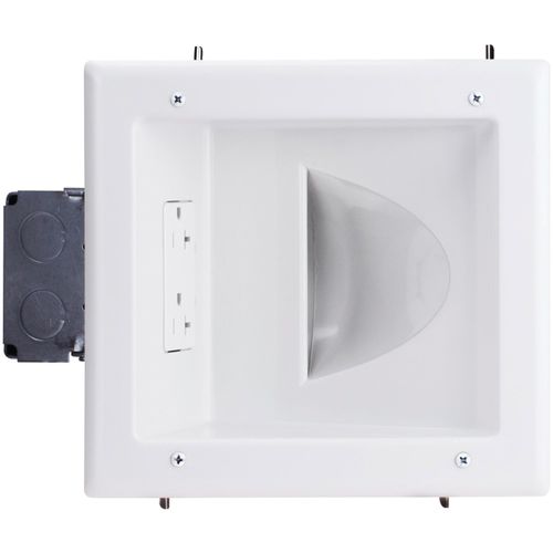 DATA COMM ELECTRONICS 45-0032-WH Recessed Low Voltage Media Plate with 20A Duplex Receptacle, White