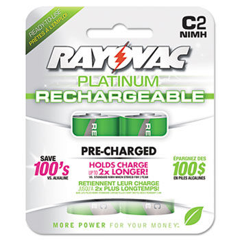 Recharge Plus NiMH Batteries, C, 2 per Pack