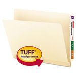 Tuff Laminated End Tab Folder, 1/2 Cut Tab, 3/4"" Exp, Manila, Letter, 100/BX
