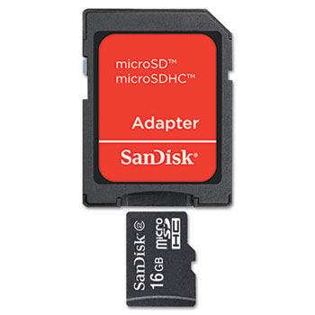microSDHC Memory Card with Adapter, Class 4, 16GB